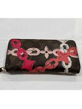 Louis Vuitton Brown Monogram Flower-chain Print Zip Wallet